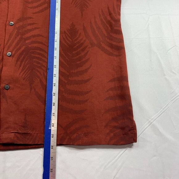 Van Heusen Button Down Shirt Mens Size XL Burgundy Leaves Patern Short Sleeve - Picture 5 of 7